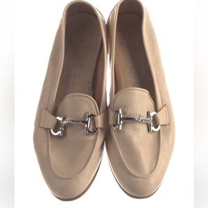 Buttery Soft Ferragamo Leather Loafers with Silver Accent